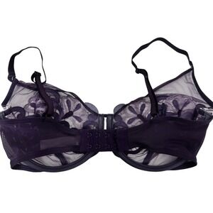 Maison Lejaby Purple Floral Embroidered Lace Sheer Underwire Bra USA 32B